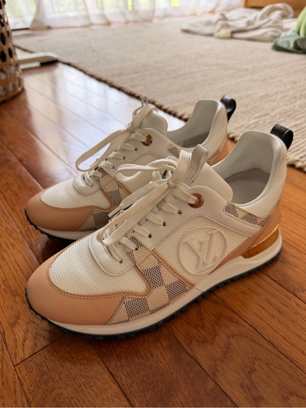 Louis Vuitton Beige, White & Gold Runaway Sneakers - Picture 2 of 6